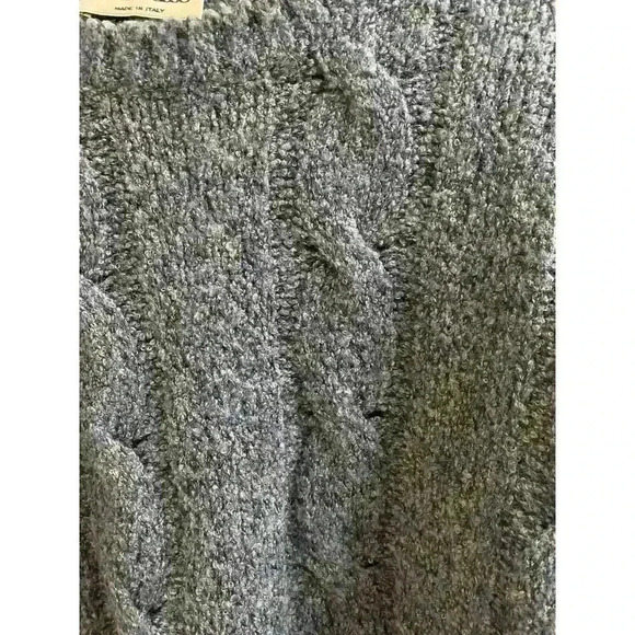 Vintage Gran Sasso Lamb Wool/Nylon Heathered Blue Braid Knit Sweater XL Italian - Picture 5 of 12